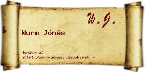 Wurm Jónás névjegykártya